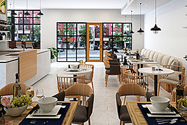 明るいレストランの店内